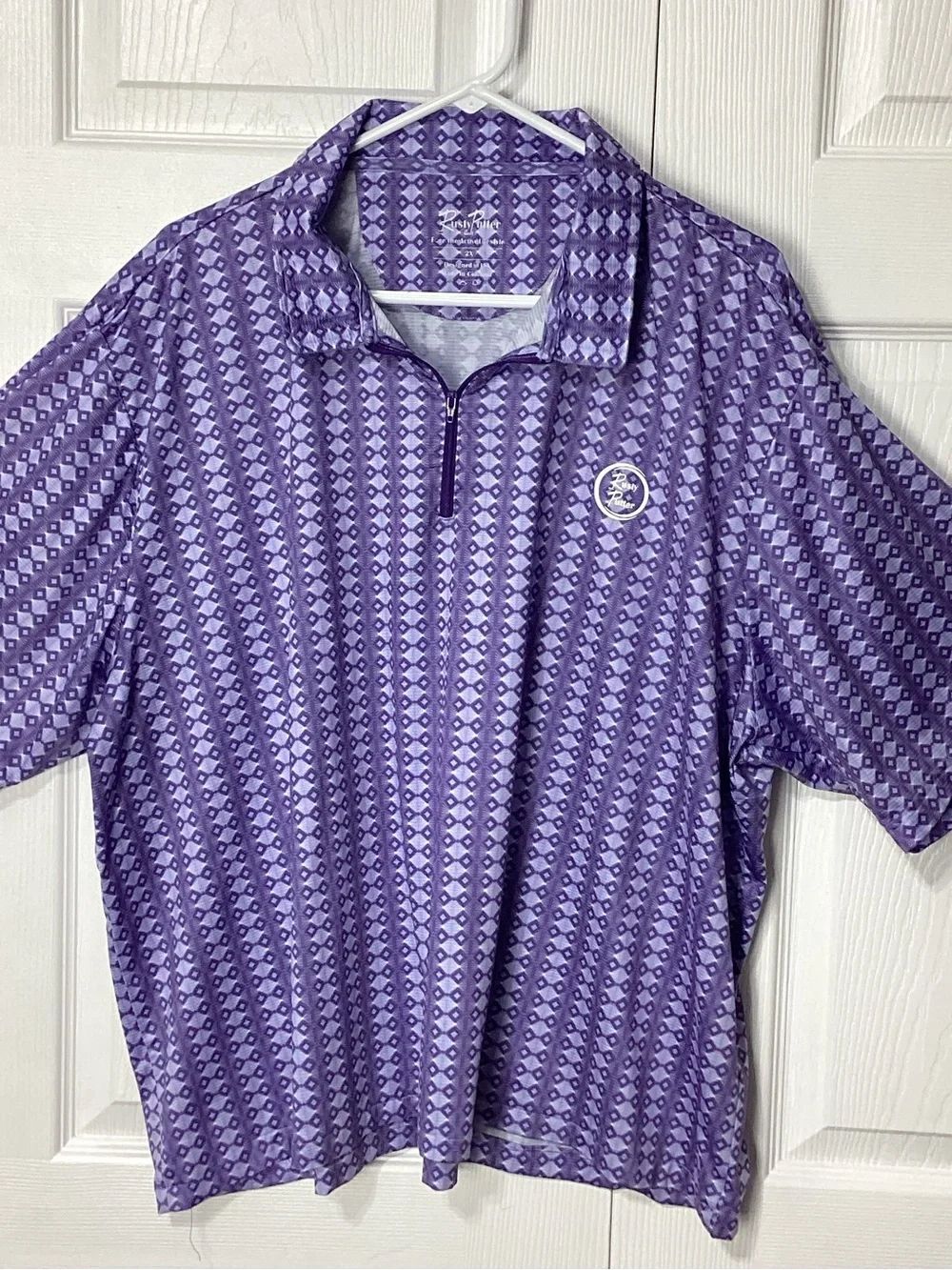Rusty Putter Brand Golf Shirt Purple Quarter-Zip Golf Polo 2X